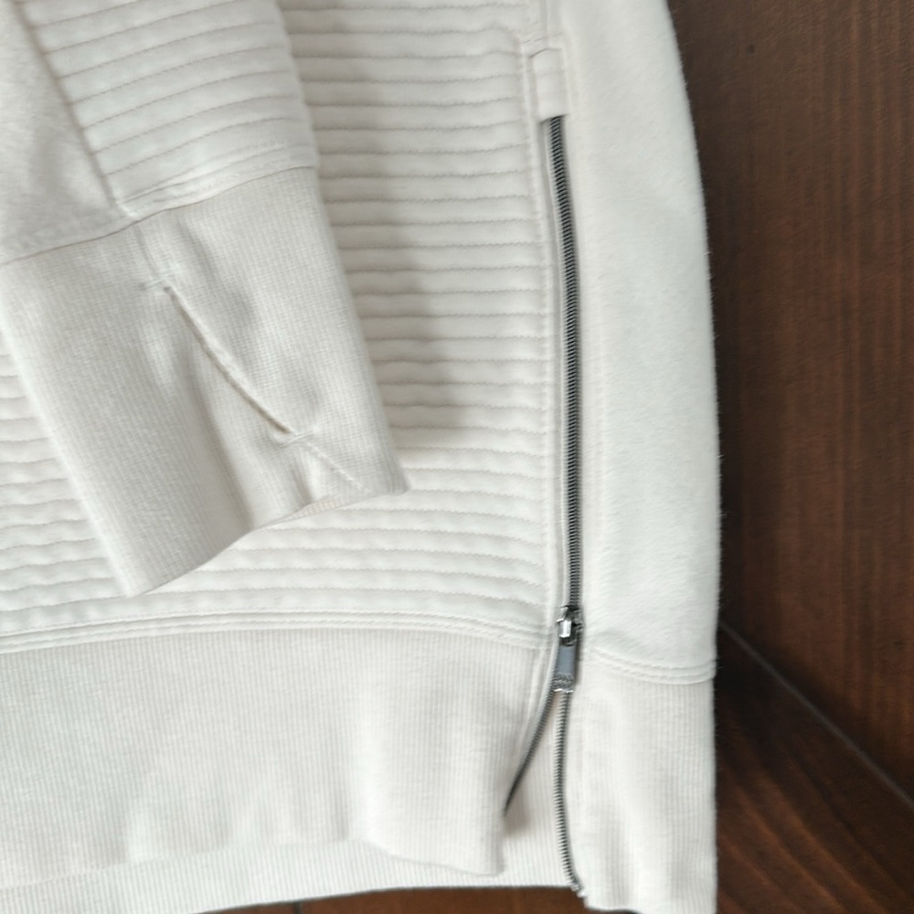 TWO Women's Ribbed Turtleneck Sweater - Black and White - thumb holes/side zip - Picture 7 of 9